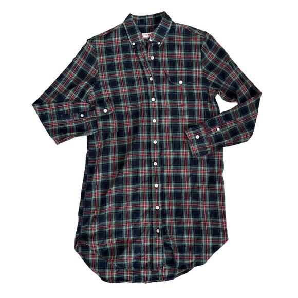 Dr. Martens Black Red Green Plaid Flannel Shirt Tunic Size Medium - Picture 1 of 5